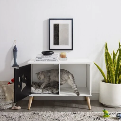 Sam's Pets Convertible 22-in Cat Tree End Table, Black & White -Cat Supply Store 261866 PT1. AC SS1800 V1634934444