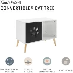 Sam's Pets Convertible 22-in Cat Tree End Table, Black & White -Cat Supply Store 261866 PT2. AC SS1800 V1634934438