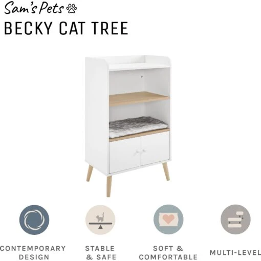 Sam's Pets Becky 39-in Single Rest Bookshelf With Drawer & Cat Tree -Cat Supply Store 261886 PT2. AC SS1800 V1635092206