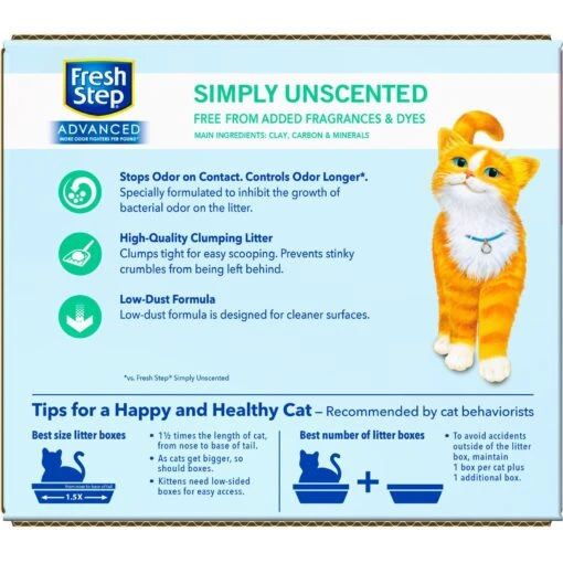 Fresh Step Advanced Simply Unscented Clumping Clay Cat Litter, 18.5-lb Box -Cat Supply Store 266344 PT7. AC SS1800 V1694464705