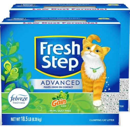 Fresh Step Advanced Refreshing Gain Scented Clumping Clay Cat Litter, 18.5-lb Box, 2 Pack -Cat Supply Store 266347 PT6. AC SS1800 V1694465656