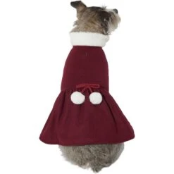 Frisco Mediumweight Pom Pom Bow Dog & Cat Peacoat Dress, Red -Cat Supply Store 268200 PT2. AC SS1800 V1628797391