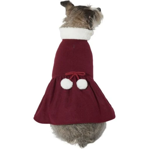 Frisco Mediumweight Pom Pom Bow Dog & Cat Peacoat Dress, Red -Cat Supply Store 268200 PT2. AC SS1800 V1628797391