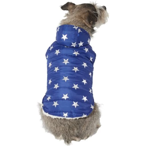 Frisco Mediumweight Metallic Star Print Insulated Dog & Cat Parka, Navy -Cat Supply Store 268413 MAIN. AC SS1800 V1628697119