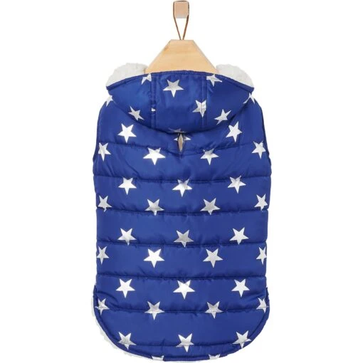 Frisco Mediumweight Metallic Star Print Insulated Dog & Cat Parka, Navy -Cat Supply Store 268413 PT4. AC SS1800 V1628824388