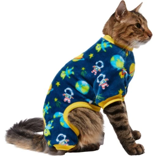 Frisco Dog & Cat Cozy Plush Fleece PJs, Outer Space -Cat Supply Store 268477 MAIN. AC SS1800 V1637680055