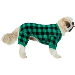 Frisco Dog & Cat Cozy Plush Fleece PJs, Green Plaid -Cat Supply Store 268517 PT2. AC SS1800 V1637669565