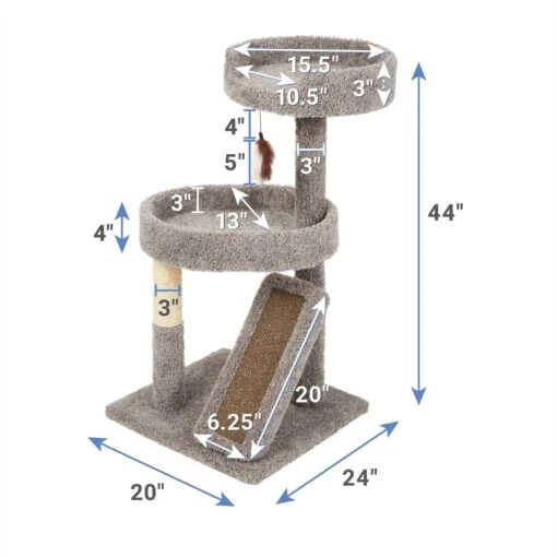 Frisco 44-in Real Carpet Cat Tree With Replaceable Corrugate Scratcher -Cat Supply Store 282757 PT1. AC SS1800 V1628879785