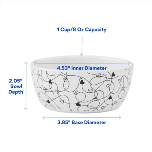 Disney Mickey Lines Non-Skid Ceramic Cat Bowl -Cat Supply Store 291397 PT1. AC SS1800 V1692728249