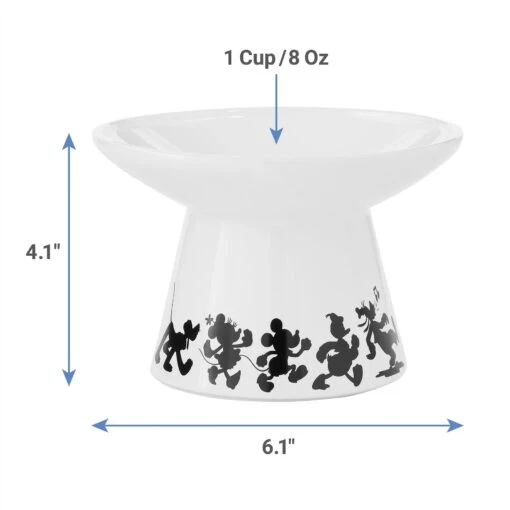 Disney Mickey Mouse Wide Shape Non-Skid Elevated Ceramic Cat Bowl -Cat Supply Store 291401 PT1. AC SS1800 V1634062156