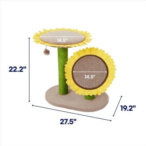 Frisco Sunflower Cat Scratching Post, Two Post With Lounger -Cat Supply Store 296688 PT1. AC SS1800 V1692637892