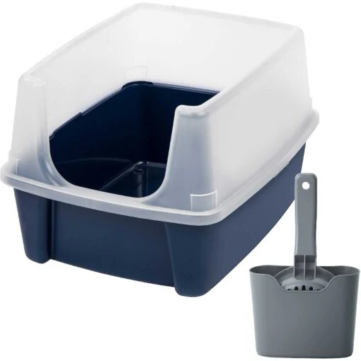 Frisco Plastic Litter Scooper With Caddy & IRIS USA Open Top Litter Box With Scatter Shield -Cat Supply Store 298166 MAIN. AC SS1800 V1623198146