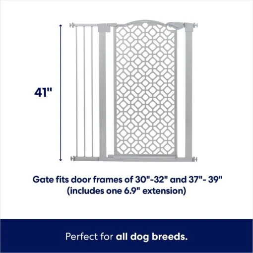 Frisco Metal Geometric Pattern Extra Tall Auto-close Dog Gate -Cat Supply Store 299514 PT1. AC SS1800 V1625852497