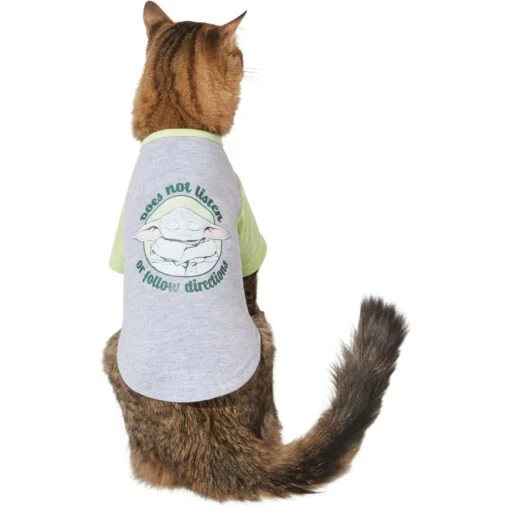 STAR WARS THE MANDALORIAN GROGU "Doesn't Listen" Dog & Cat Raglan T-shirt -Cat Supply Store 311884 PT2. AC SS1800 V1643330856