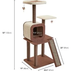 Two By Two The Redwood 53-in Cat Tree & Condo, Beige/Brown -Cat Supply Store 316946 PT2. AC SS1800 V1642633898