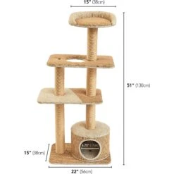 Two By Two The Cottonwood 51-in Cat Tree & Condo, Beige -Cat Supply Store 316954 PT2. AC SS1800 V1642641414