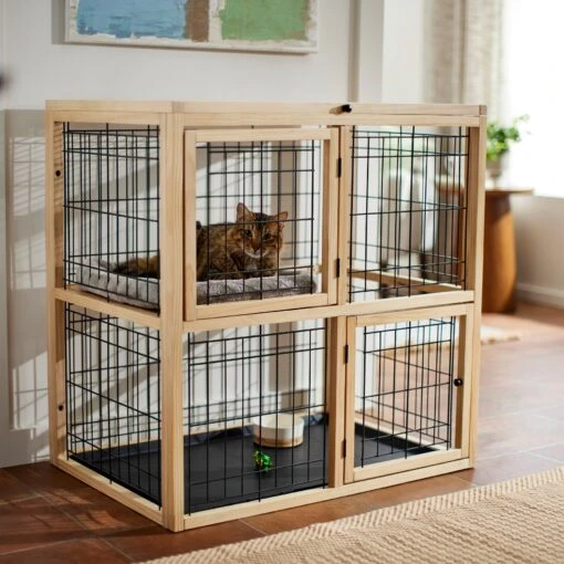 Frisco Collapsible Wood & Wire Cat Cage Playpen, 2 Level -Cat Supply Store 323214 MAIN. AC SS1800 V1645473402