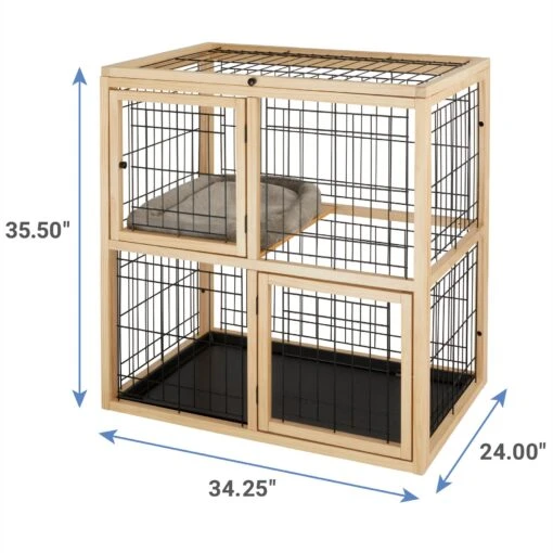 Frisco Collapsible Wood & Wire Cat Cage Playpen, 2 Level -Cat Supply Store 323214 PT1. AC SS1800 V1645736521