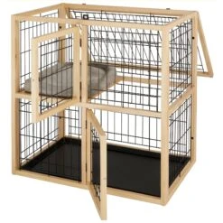 Frisco Collapsible Wood & Wire Cat Cage Playpen, 2 Level -Cat Supply Store 323214 PT3. AC SS1800 V1645493866