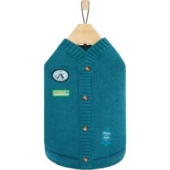 Frisco Teal Button Down Dog & Cat Sweater -Cat Supply Store 353580 PT4. AC SS1800 V1659727011