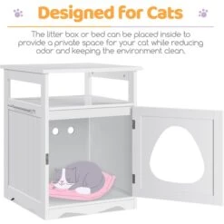 Yaheetech End Table Cat Litter Box Enclosure With Wooden Structure Open Shelf -Cat Supply Store 354090 PT4. AC SS1800 V1697756647