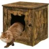 Sweet Barks Enclosed House Side Table Cat Litter Box, Rustic Brown -Cat Supply Store 354503 MAIN. AC SS1800 V1640042244