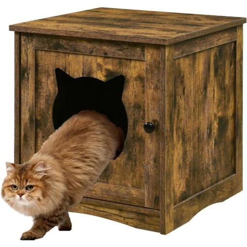 Sweet Barks Enclosed House Side Table Cat Litter Box, Rustic Brown -Cat Supply Store 354503 MAIN. AC SS1800 V1640042244