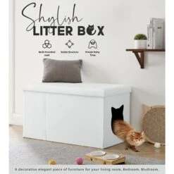 Sweet Barks Designer Enclosure Hidden Washroom Bench Ottoman Cat Litter Box -Cat Supply Store 354508 PT1. AC SS1800 V1640041886