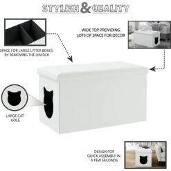 Sweet Barks Designer Enclosure Hidden Washroom Bench Ottoman Cat Litter Box -Cat Supply Store 354508 PT3. AC SS1800 V1640042528