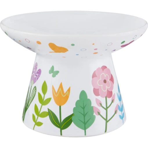 Frisco Cat Face Floral Wide Shape Elevated Non-Skid Ceramic Cat Bowl -Cat Supply Store 363377 MAIN. AC SS1800 V1657657267