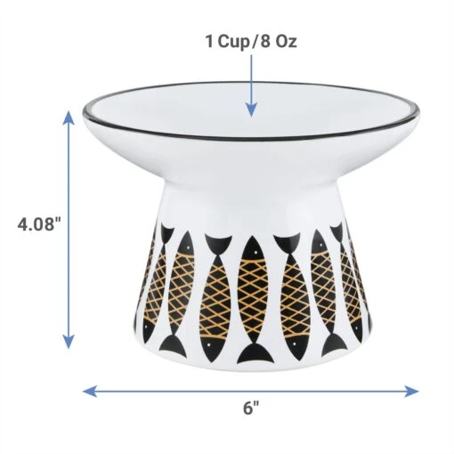 Frisco Cat Face Wide Shape Elevated Non-Skid Ceramic Cat Bowl -Cat Supply Store 363381 PT1. AC SS1800 V1657657267