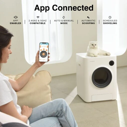 INSTACHEW PURRCLEAN Smart WiFi Enabled Covered Automatic Self-Cleaning Cat Litter Box, White -Cat Supply Store 371228 PT1. AC SS1800 V1660515475