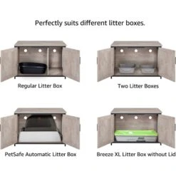 Unipaws Cat Litter Box Enclosure With Top Opening, Weathered Gray -Cat Supply Store 373041 PT7. AC SS1800 V1657657614