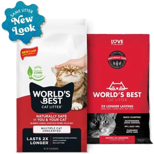 World's Best Multi-Cat Unscented Clumping Corn Cat Litter -Cat Supply Store 52450 PT1. AC SS1800 V1685651521