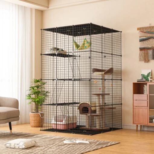 Coziwow DIY 4-Door Large Cat Cage Playpen, Black, 72-in -Cat Supply Store 677126 MAIN. AC SS1800 V1680111489