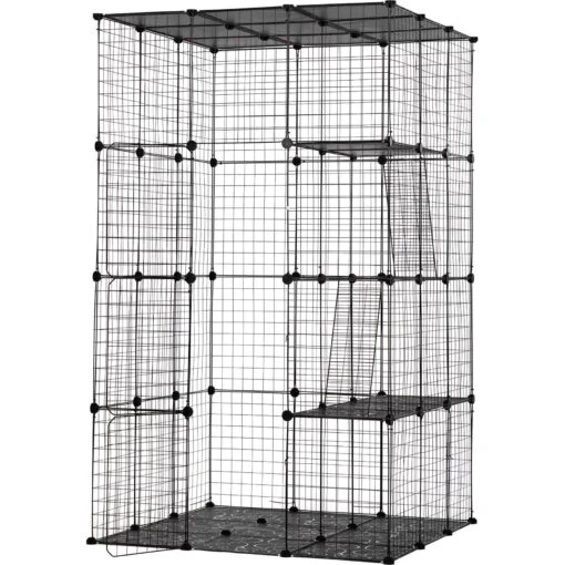 Coziwow DIY 4-Door Large Cat Cage Playpen, Black, 72-in -Cat Supply Store 677126 PT1. AC SS1800 V1680111488