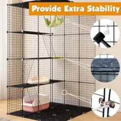 Coziwow DIY 4-Door Large Cat Cage Playpen, Black, 72-in -Cat Supply Store 677126 PT4. AC SS1800 V1680111421