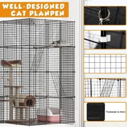 Coziwow DIY 4-Door Large Cat Cage Playpen, Black, 72-in -Cat Supply Store 677126 PT5. AC SS1800 V1680113542