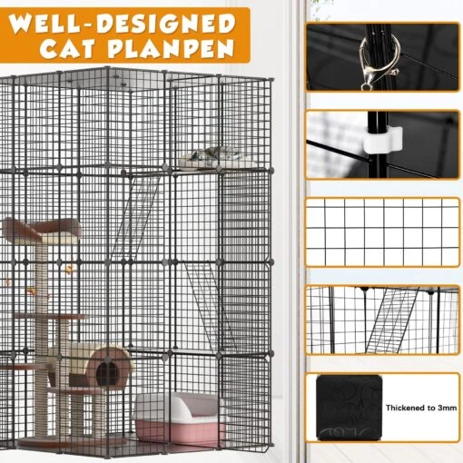 Coziwow DIY 4-Door Large Cat Cage Playpen, Black, 72-in -Cat Supply Store 677126 PT5. AC SS1800 V1680113542