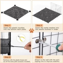 Coziwow DIY 4-Door Large Cat Cage Playpen, Black, 72-in -Cat Supply Store 677126 PT6. AC SS1800 V1680112001