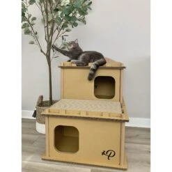 Petique Feline Villa Cat House, Tan -Cat Supply Store 688390 PT7. AC SS1800 V1666652113