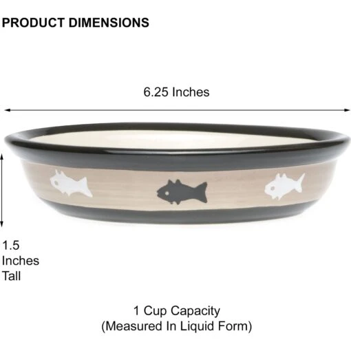 PetRageous Designs City Pets Oval Fish Ceramic Cat Dish -Cat Supply Store 70241 PT1. AC SS1800 V1660339244