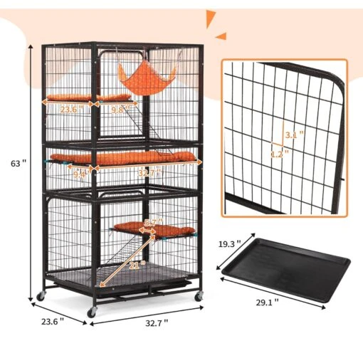 Coziwow 3-Door Heavy Duty Cat Cage Playpen With Wheels -Cat Supply Store 712878 PT1. AC SS1800 V1682100339