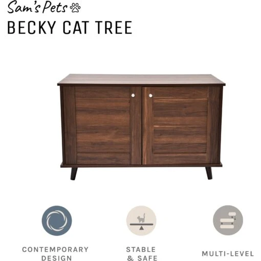 Sam's Pets Becky Box Enclosure End Table Cat Litter, Brown, Medium -Cat Supply Store 713035 PT6. AC SS1800 V1669239519