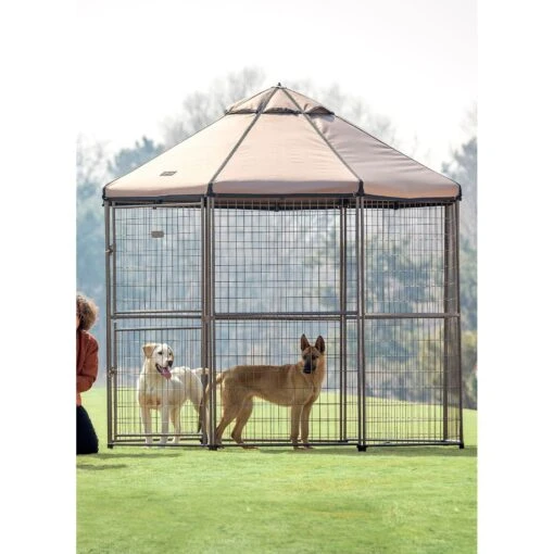 Win World Pet Gazebo Dog Kennel, Earth Taupe, 8-ft -Cat Supply Store 732814 PT1. AC SS1800 V1670528409