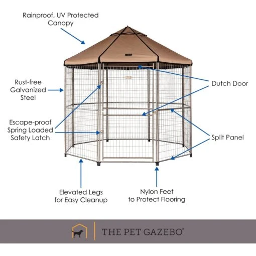 Win World Pet Gazebo Dog Kennel, Earth Taupe, 8-ft -Cat Supply Store 732814 PT3. AC SS1800 V1670525418