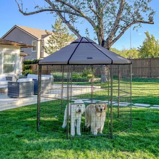 Win World Pet Gazebo Dog Kennel, Earth Taupe, 8-ft -Cat Supply Store 732814 PT6. AC SS1800 V1670525421