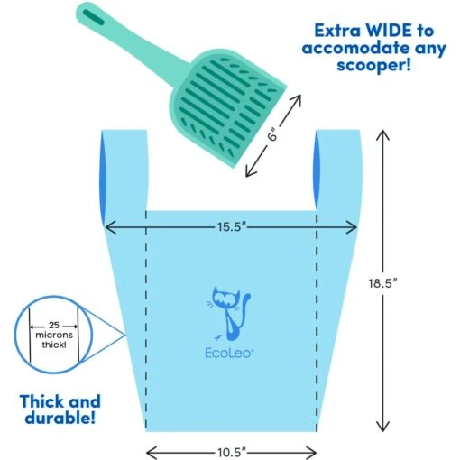 EcoLeo Compostabe Litter Scoop Cat Waste Bags -Cat Supply Store 751454 PT3. AC SS1800 V1674578447