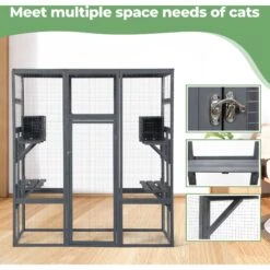 Coziwow Patio Outdoor Cat Playpen, Grey, Large -Cat Supply Store 804398 PT2. AC SS1800 V1687293650