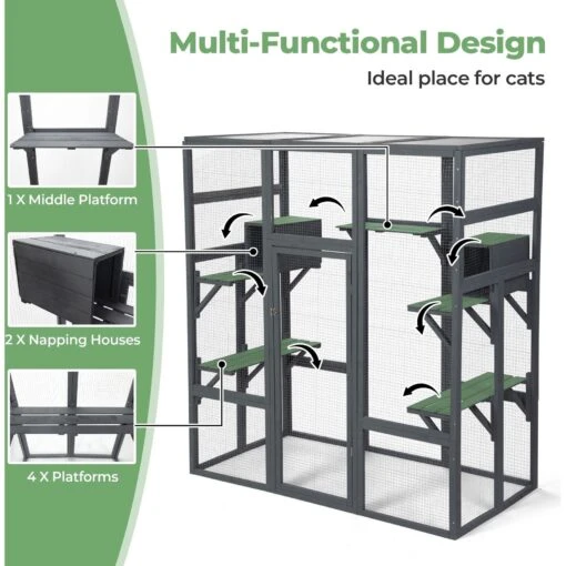 Coziwow Patio Outdoor Cat Playpen, Grey, Large -Cat Supply Store 804398 PT3. AC SS1800 V1687294320